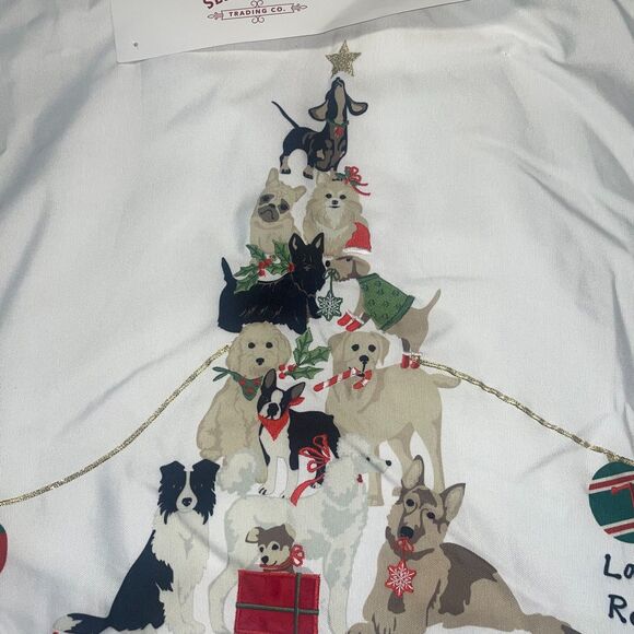 Sleigh Hill 12 Dogs of Christmas New  Tree Skirt 54 Lab Terrier Dachshund Poodle - Picture 2 of 5